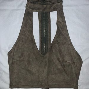 Missguided olive v-neck crop top